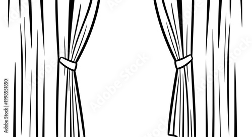 Drawn Curtains Open Wide Revealing White Space