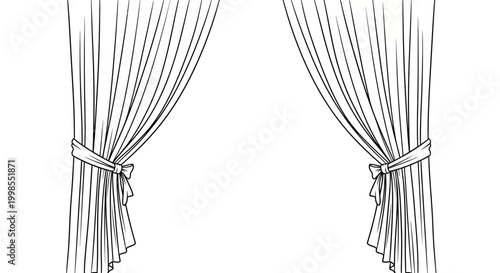 Drawn Curtains Tied Back with Bows