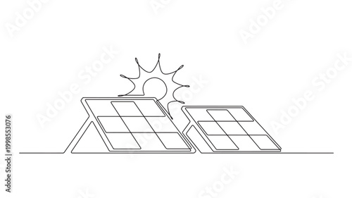 Solar panel icon with sunburst lines for renewable energy and clean power vector illustration premium quality featuring sun, sunlight, photovoltaic