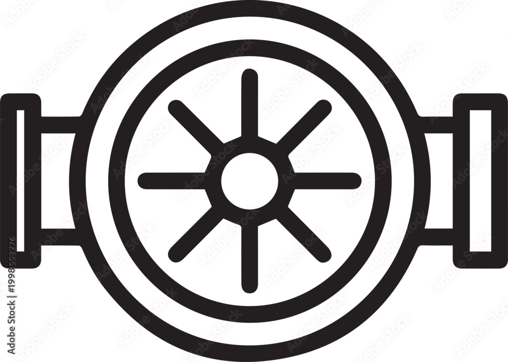 Obraz premium Professional Industrial Water Circulation Pump with Impeller Vector Icon for Engineering Manuals, HVAC Systems, Plumbing Diagrams, Fluid Dynamics Studies, Mechanical Designs, and Technical
