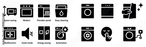 Laundry icons with washer and dryer modern minimal