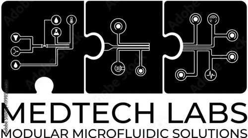 Modular Microfluidic Solutions for Advanced Medical Technology Labs - Interconnected System Design for Research and Innovation, Represented by Puzzle Pieces