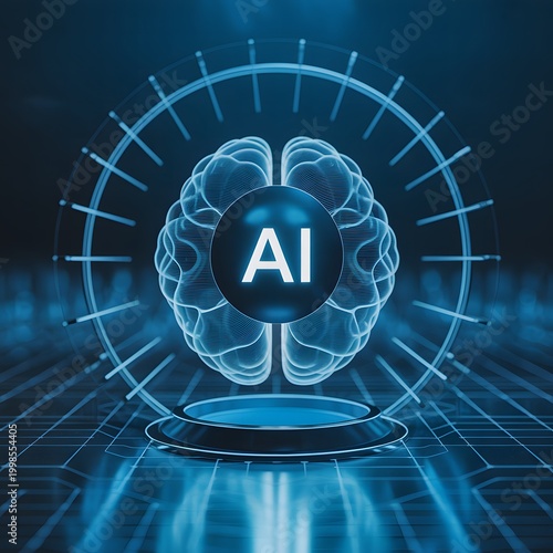 Artificial Intelligence Text with Digital Globe and Data Wave, Futuristic AI Technology Concept with Network Grid and Data Visualization for Machine Learning and Innovation Themes
