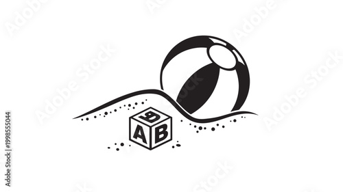 Ball in motion with AB cube monogram and dotted swoosh lines, premium sports logo for competition and branding featuring basketball, emblem, icon