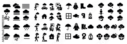 Weather icons collection in black and white