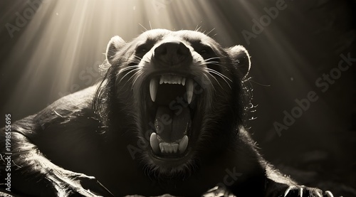 An erratic wolverine on driftwood by bank