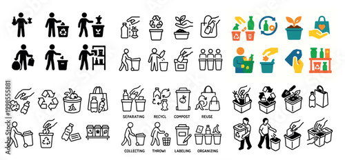 Recycling and waste management icons