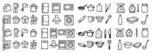 Hand-drawn kitchen appliance collection