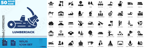 Lumberjack Solid Editable Icons set