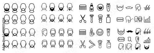 Male facial hair and grooming icons