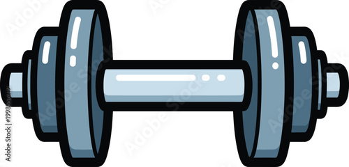 Cartoon dumbbell weightlifting equipment icon isolated on transparent background gym training workout tool graphic.