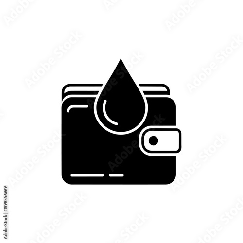 Water Drop Falling on Wallet Icon Concept of Financial Water Flow Liquid Assets Cash Flow Money Saving Investment
