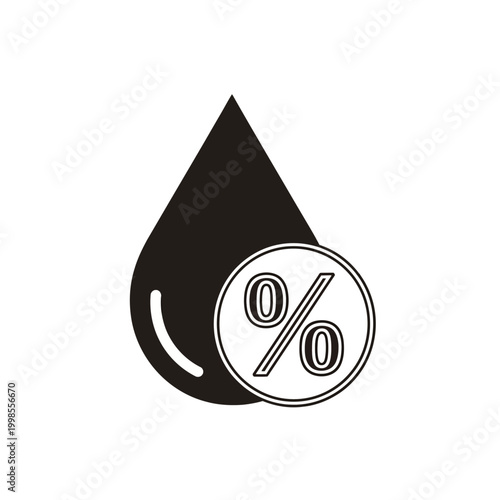 Humidity Percentage Icon Water Drop and Percentage Symbol for Moisture Measurement