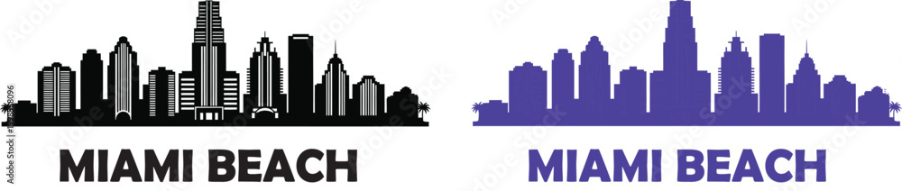 Obraz premium Miami beach skyline illustration a modern cityscape with bold text
