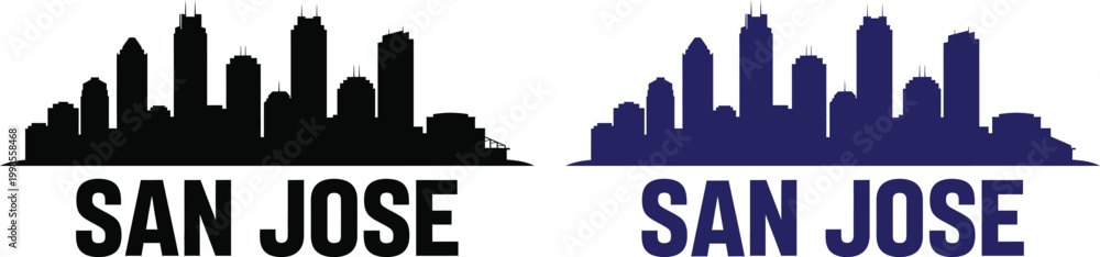 Obraz premium San jose skyline silhouette a modern cityscape representation with text