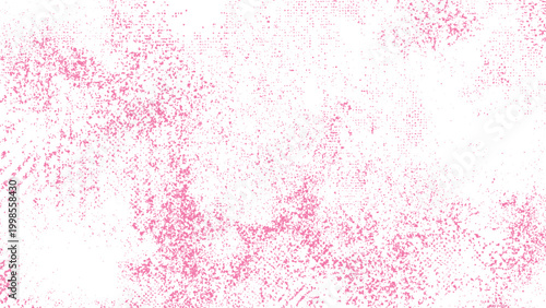 Pink spray paint texture on white background with red splatters and marks