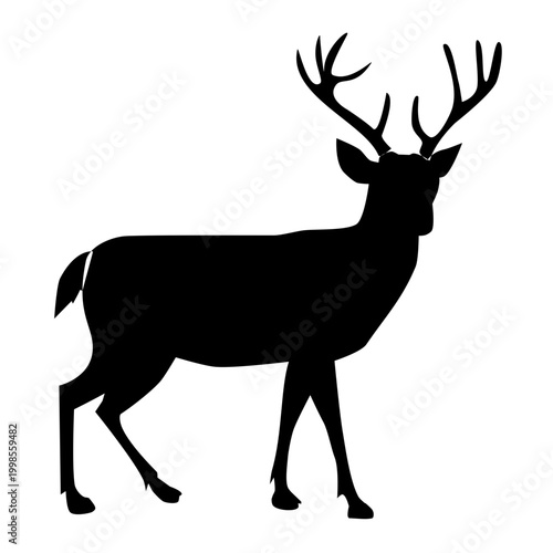 Deer Buck SVG - Solid Black Stag Silhouette Cut File for Cricut Hunting Wall Art Vinyl Decal T-Shirt Design Laser Cut