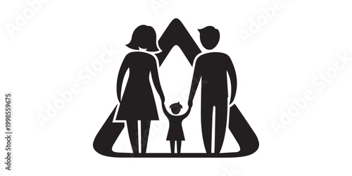 Family silhouette with shopping bags a modern minimalist illustration