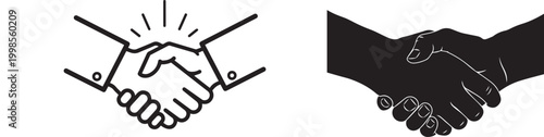 Фотография Handshake illustration a symbol of agreement and partnership in black and white