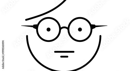 Minimalist Line Art Face with Glasses