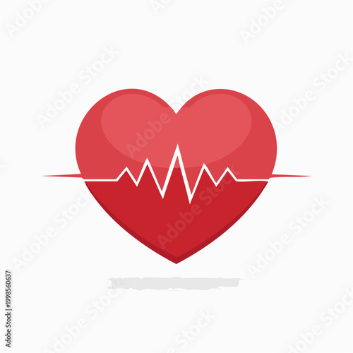 Cœur rouge avec ligne d’électrocardiogramme symbolisant la santé cardiaque