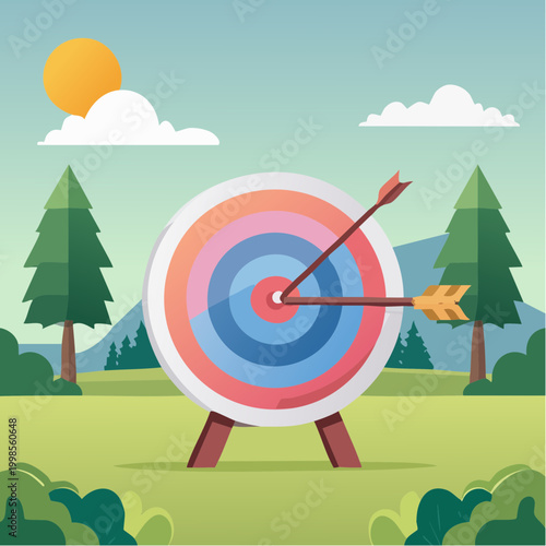 Cible de tir à l’arc avec flèches en plein air