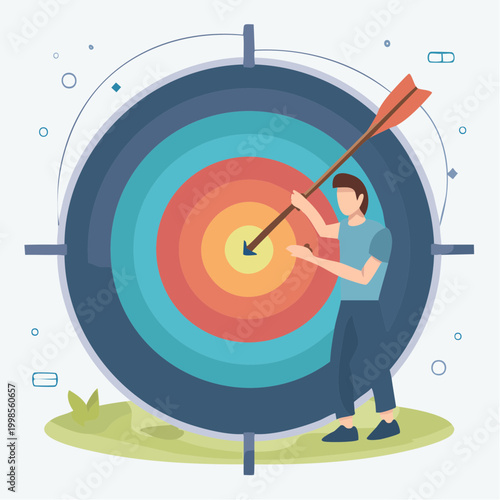 Atteinte d’objectif et réussite professionnelle illustrées par une cible et une flèche