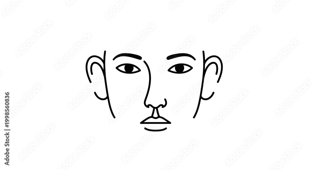 Obraz premium Minimalist Face Line Drawing, Abstract Portrait, Simple Human Head Illustration