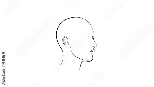 Minimalist Human Head Profile Line Art Illustration for Design and Conceptual Use with Clean Lines