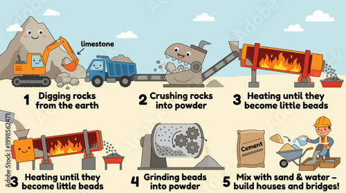 Illustrating the Cement Manufacturing Process From Limestone Extraction to Construction