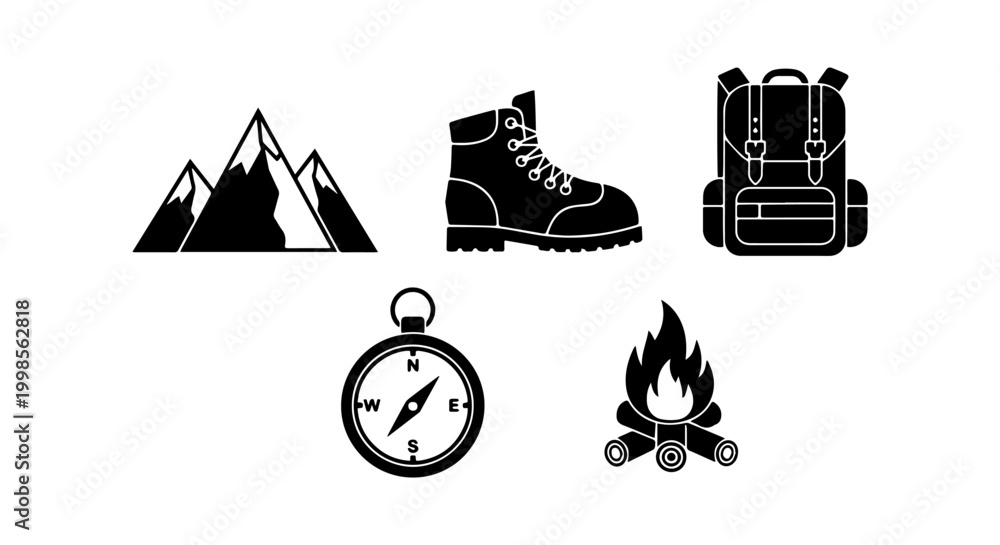 Fototapeta premium Outdoor Adventure and Camping Icons Set