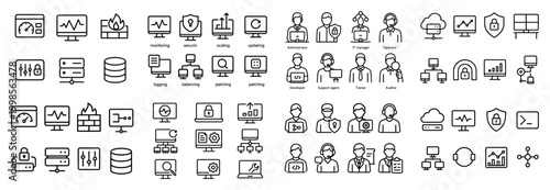Computer network and it professionals icons set