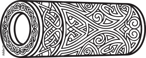 warp beam with decorative carving detail