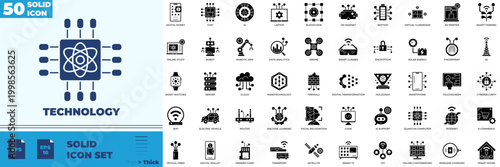 Technology Solid Editable Icons set