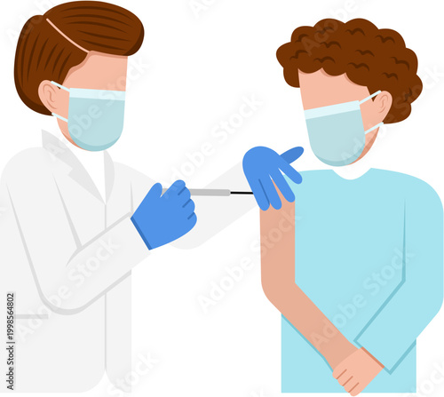 Male Doctor Administering Vaccine To Patient