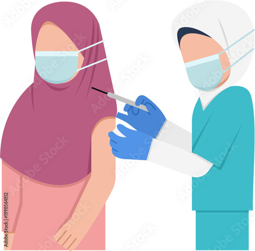 Hijab Nurse Giving Injection To Patient