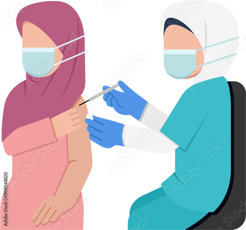 Hijab Nurse Giving Injection To Patient