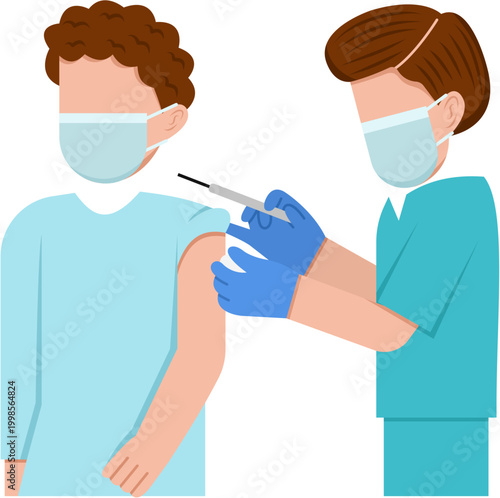 Male Nurse Giving Injection To Patient