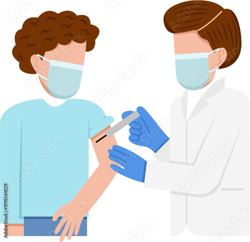 Male Doctor Administering Vaccine To Patient