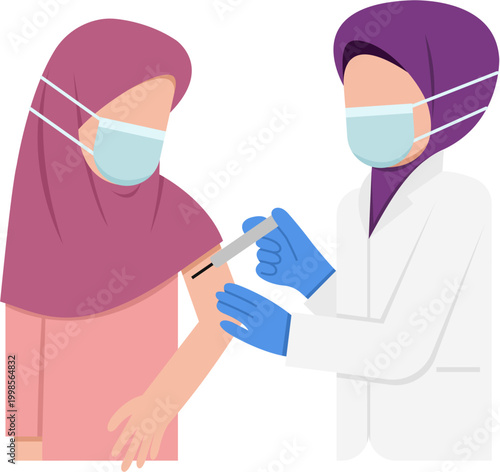 Hijab Doctor Administering Vaccine To Patient