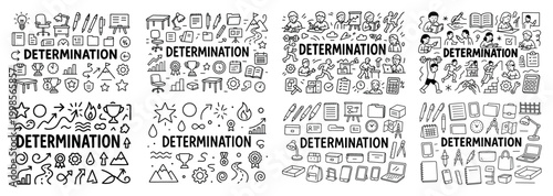 Determination in education and achievement doodles