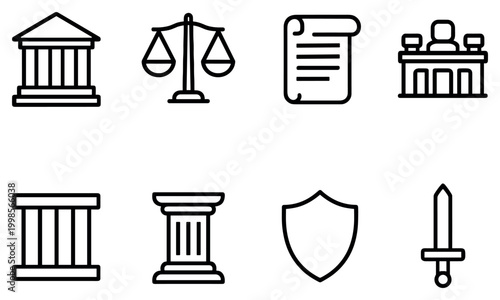Lawicons with courthouse scales scroll formal outline