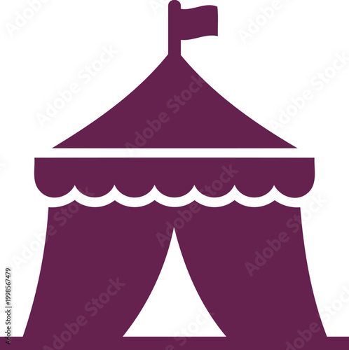 Purple circus tent with flag on top and white details  carnival  funfair  festival