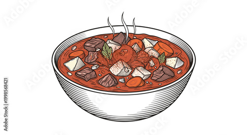 A vector graphic illustration of a bowl of chili con carne