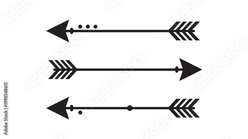 Arrows sign set with horizontal line markers and chevron heads for interface navigation and direction indicators featuring arrow, indicator, UI icon
