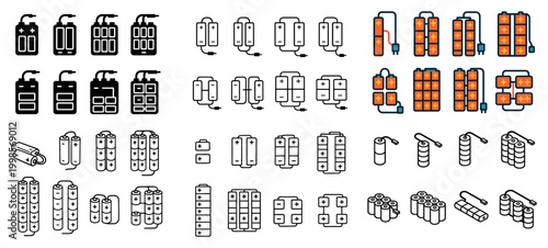 Power icons with battery cell pack minimal