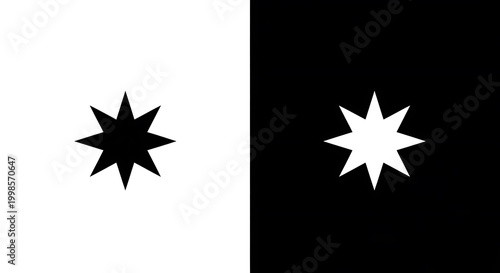 Black and white starburst with five and eight points five-pointed eight-pointed
