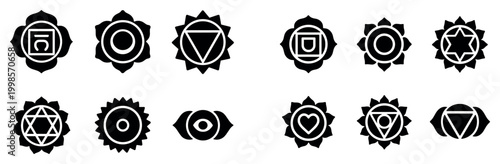 Wellness icons with heart eye triangle silhouette