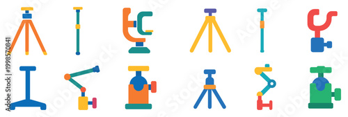 Surveying icons with tripod level clamp minimal