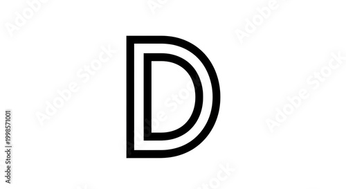 Black uppercase letter d in a simple square frame